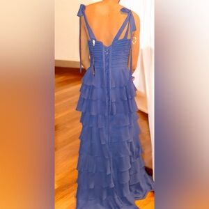 Chic Royal Blue Tiered Wedding Gown